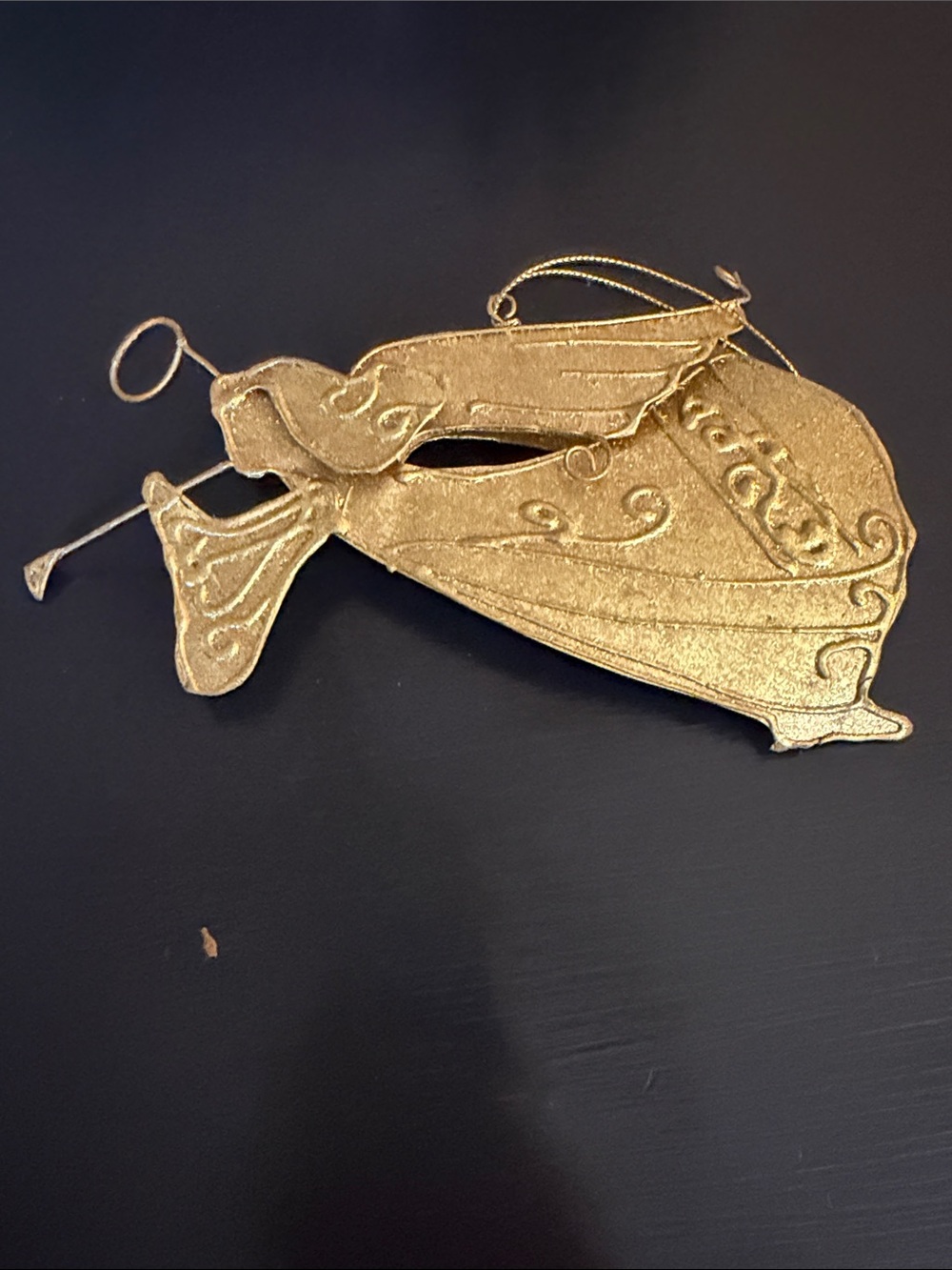 Gold Angel textured Ornament - Holiday Decor